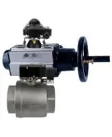 Кран шаровой DN.ru BV3232P(2pc)-FP-T-ISO-H Ду100 Ру40 полнопроходной двухходовой, нержавеющая сталь SS316, внутренняя резьба, уплотнение - PTFE, с пневмоприводом PA-DA-105-1 двойного действия, с пневмораспределителем 4M310-08 AC220V, с БКВ APL-410N EX