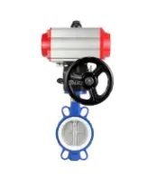 Затвор дисковый поворотный DN.ru WBV3432P-2W-Fb-H Ду300 Ру16, корпус - углеродистая сталь WCB, диск - нержавеющая сталь 316L, уплотнение - PTFE, с пневмоприводом PA-DA-160, с пневмораспределителем 4V320-08 AC220V, с ручным дублером MON4-1200-T54-ISO