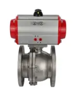 Кран шаровой DN.ru BV3232P(2pc)-FP-F-ISO-H Ду80 Ру16 полнопроходной двухходовой, нержавеющая сталь 316, фланцевый, уплотнение - PTFE, с пневмоприводом PA-SA-130 с возвратными пружинами