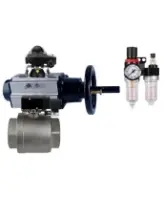 Кран шаровой DN.ru BV3232P(2pc)-FP-T-ISO-H Ду100 Ру40 полнопроходной двухходовой, нержавеющая сталь SS316, внутренняя резьба, PTFE, с пневмоприводом PA-DA-105-1, с пневмораспределителем 4V320-08 AC220V, с БКВ APL-510N EX, с БПВ AFC2000
