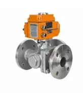 Кран шаровой DN.ru BV3232P(2pc)-FP-3WT-F-ISO-H Ду40 Ру16 HYMT, трехходовой T-тип, полнопроходной, фланцевый, материал корпуса - нержавеющая сталь SS316, с с электроприводом E34-N-005EM-O1-220VAC-У1