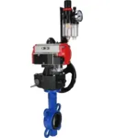 Затвор дисковый поворотный DN.ru WBV1132N-2W-Fb-H Ду125 Ру16, корпус - чугун GG25, диск - нержавеющая сталь 316L, уплотнение - NBR, с пневмоприводом PA-DA-105, пневмораспределителем 4M310-08 AC220V, ручным дублером MON3-700-T38-ISO, БПВ AFC2000