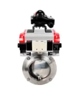 Затвор дисковый поворотный DN.ru WBV3131S-2W-W-H Ду65 Ру10 под приварку, пищевая нержавеющая сталь 304, уплотнение – Silicon, с пневмоприводом DN.ru PA-SA-083, пневмораспределителем DN.ru 4V320-10 AC220V и БКВ DN.ru APL-210N