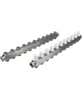 Коллекторная группа DN.ru GC3-31-11 1″ Ду25 Ру10 отводов — 11, в сборе с терморегулирующими клапанами и запорно-балансировочными клапанами, без переходников, корпус - нержавеющая сталь AISI 304