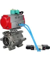 Кран шаровой DN.ru BV3232P(3pc)-FP-SW-ISO-H Ду80 Ру63 полнопроходной, корпус - нержавеющая сталь SS316, под приварку, с пневмоприводом PA-DA-105, пневмораспределителем 4V320-08 AC220V, магнитным переключателем ALS200D