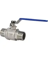 Кран шаровой DN.ru BV3131P(2pc)-FP-T-H НР/НР Ду32 Ру40 нержавеющая сталь AISI 304, полнопроходной, наружная резьба/наружная резьба, уплотнение - PTFE, ручка-рычаг