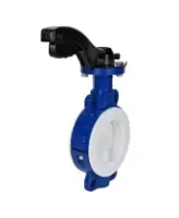 Затвор дисковый поворотный DN.ru WBV3434Pf-2W-Fb-H Ду125 Ру16 корпус - углеродистая сталь WCB, диск - углеродистая сталь WCB, футерованный PTFE, уплотнение - PTFE, межфланцевый, с рукояткой