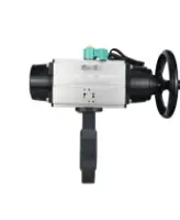 Затвор дисковый поворотный DN.ru WBV4242E-2W-Fb-ISO Дн80 Ру10 межфланцевый, корпус - НПВХ, диск - НПВХ, уплотнение - EPDM, с пневмоприводом PA-DA-105-1 и магнитным переключателем ALS200D