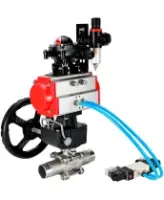 Кран шаровой DN.ru BV3232P(3pc)-FP-W-ISO-H LONG Ду50 Ру40 полнопроход., корпус - нерж.сталь 316, уплотнение - PTFE, под приварку, с пн.приводом PA-DA-083, пн.распределителем 4V320-08 AC220V, редуктором MON2-450-T28-ISO, БКВ APL-210N и БПВ AFC2000