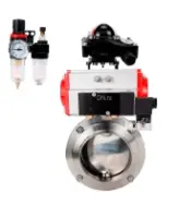 Затвор дисковый поворотный DN.ru WBV3131S-2W-W-H Ду80 Ру10 под приварку, пищевая нержавеющая сталь 304, уплотнение – Silicon, с пневмоприводом DN.ru PA-DA-065, пневмораспределителем DN.ru 4M310-08 AC220V, БКВ DN.ru APL-210N и БПВ DN.ru AFC2000