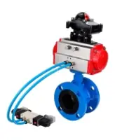 Затвор дисковый поворотный DN.ru WBV1313E-2W-F-H Ду100 Ру16, корпус - чугун GGG40, диск - чугун GGG40, уплотнение - EPDM, с пневмоприводом PA-DA-105, пневмораспределителем 4M320-08 AC220V и БКВ APL-210N