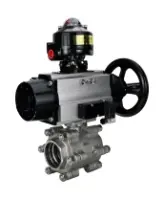 Кран шаровой DN.ru BV3232P(3pc)-FP-SW-ISO-H Ду100 Ру63 полнопроходной, корпус - нержавеющая сталь SS316, под приварку, с пневмоприводом PA-DA-105-1, пневмораспределителем 4M310-08 DC24V, БКВ APL-510N EX