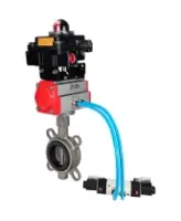 Затвор дисковый поворотный DN.ru WBV3131N-2W-Fb-H Ду65 Ру16, корпус - нержавеющая сталь 304, диск - нержавеющая сталь 304, уплотнение - NBR, с пневмоприводом PA-DA-065, пневмораспределителем 4M320-08 AC220V и БКВ APL-410N EX