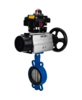 Затвор дисковый поворотный DN.ru WBV1631E-2W-Fb-ISO-H Ду125 Ру25 межфланцевый, корпус - чугун QT450, диск - нержавеющая сталь 304, уплотнение - EPDM, с пневмоприводом DN.ru PA-DA-105-1 и БКВ APL-410N EX