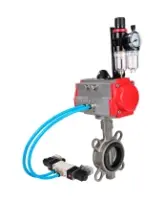 Затвор дисковый поворотный DN.ru WBV3131N-2W-Fb-H Ду65 Ру16, корпус - нержавеющая сталь 304, диск - нержавеющая сталь 304, уплотнение - NBR, с пневмоприводом PA-DA-065, пневмораспределителем 4M320-08 AC220V и БПВ AFC2000