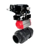 Кран шаровой DN.ru BV4242E-FP-GRM-ISO Дн65 Ру10 полнопроходной, корпус - НПВХ, шар - НПВХ, уплотнение - EPDM, с пневмоприводом PA-SA-065 и пневмопозиционером YT-1000RSN без обратной связи