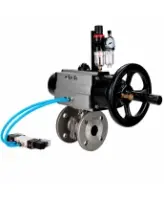 Кран шаровой DN.ru BV3232P(2pc)-FP-F-ISO-H WDVF Ду100 Ру16 полнопроходной, фланцевый, корпус - нержавеющая сталь 316, уплотнение - PTFE, с пневмоприводом PA-DA-105-1, пневмораспределителем 4V320-08 AC220V и БПВ AFC2000