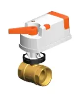 Кран шаровой DN.ru BVR0031P-SP-T-ED 1 1/2″ Ду40 Ру20 двухходовой, неполнопроходной, резьбовой, материал корпуса - латунь 59(ЛС59-1), уплотнение - PTFE, с электроприводом 0-10В 24VAC