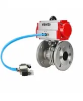 Кран шаровой DN.ru BV3232P(2pc)-FP-F-ISO-H WDVF Ду65 Ру16 полнопроходной, фланцевый, корпус - нержавеющая сталь 316, уплотнение - PTFE, с пневмоприводом PA-SA-130 и пневмораспределителем 4V320-08 AC220V