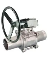 Кран шаровой DN.ru BV3232P(3pc)-FP-W-ISO-H LONG Ду80 Ру25 полнопроходной, корпус - нержавеющая сталь 316, уплотнение - PTFE, под приварку, с редуктором четвертьоборотным DN.ru RDN RQN4-500Z-T30