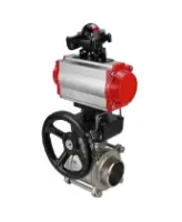 Кран шаровой DN.ru BV3232P(3pc)-FP-W-ISO-H Ду65 Ру25 полнопроходной двухходовой, нержавеющая сталь SS316, под приварку, уплотнение - PTFE, с пневмоприводом DN.ru PA-DA-083, блоком концевых выключателей APL-210N и ручным дублером MON2-450-T28-ISO