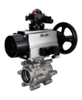 Кран шаровой DN.ru BV3232P(3pc)-FP-SW-ISO-H Ду100 Ру63 полнопроходной, корпус - нержавеющая сталь SS316, под приварку, с пневмоприводом PA-DA-105-1, пневмораспределителем 4M310-08 DC24V, БКВ APL-210N
