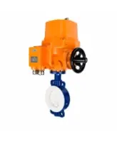 Затвор дисковый поворотный DN.ru WBV3434Pf-2W-Fb-H Ду80 Ру16 корпус - углеродистая сталь WCB, диск - углеродистая сталь WCB, футерованный PTFE, уплотнение - PTFE, с электроприводом DN.ru QT-EX-010M-O2-220VAC-У1