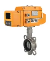 Затвор дисковый поворотный DN.ru WBV3232E-2W-Fb-H Ду150 Ру16, корпус - нержавеющая сталь 316L, диск - нержавеющая сталь 316L, уплотнение - EPDM, с электроприводом DN.ru QT-N-010EM-A1-220VAC-У1 (4-20мА) HARK