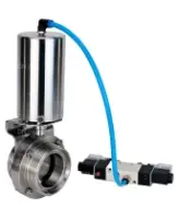Затвор дисковый поворотный DN.ru WBV3131S-2W-T-H Ду25 Ру10, резьбовой, пищевая нержавеющая сталь 304, уплотнение - Silicon, с пневмоприводом PA-SA-85 и пневмораспределителем 4M320-08 AC220V