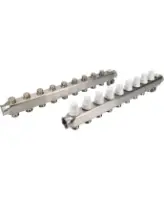 Коллекторная группа DN.ru GC4-31-9 1″ Ду25 Ру10 отводов — 9, в сборе с терморегулирующими клапанами и запорно-балансировочными клапанами, дренажным краном и воздухоотводчиком, с заглушками, без переходников, корпус - нержавеющая сталь AISI 304