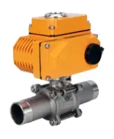 Кран шаровой DN.ru BV3232P(3pc)-FP-W-ISO-H LONG Ду80 Ру25 полнопроходной, корпус - нержавеющая сталь 316, уплотнение - PTFE, под приварку, с электроприводом DN.ru QT-N-015EM-O1-220VAC-У1