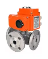 Кран шаровой DN.ru BV3232P(4pc)-FP-3WL-F-ISO-H Ду50 Ру16 3-ходовой, полнопроходной, фланцевый, корпус - нержавеющая сталь SS316, уплотнение - PTFE, с электроприводом DN.ru QT-N-008EM-O1-24VDC-У1 HARK