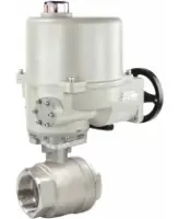 Кран шаровой DN.ru BV3232P(2pc)-FP-T-ISO-H Ду100 Ру40 полнопроходной двухходовой, нержавеющая сталь SS316, внутренняя резьба, уплотнение - PTFE, с электроприводом ГЗ-ОФ-200/14М 220В