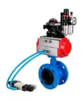 Затвор дисковый поворотный DN.ru WBV1313E-2W-F-H Ду100 Ру16, корпус - чугун GGG40, диск - чугун GGG40, уплотнение - EPDM, с пневмоприводом PA-DA-105, пневмораспределителем 4M320-08 AC220V, БКВ APL-210N и БПВ AFC2000