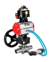 Кран шаровой DN.ru BV3232P(3pc)-FP-W-ISO-H LONG Ду50 Ру40 полнопроход., корпус - нерж.сталь 316, уплотнение - PTFE, под приварку, с пн.приводом PA-DA-083, пн.распределителем 4V320-08 AC220V, редуктором MON2-450-T28-ISO и БКВ APL-510N EX