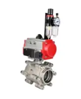 Кран шаровой DN.ru BV3232P(3pc)-FP-SW-ISO-H Ду65 Ру63 полнопроходной, корпус - нержавеющая сталь SS316, под приварку, с пневмоприводом PA-SA-130, пневмораспределителем 4M310-08 AC220V, БПВ AFC2000