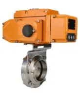Затвор дисковый поворотный DN.ru WBV3131E-2W-W-H Ду15 Ру10 под приварку, корпус - пищевая нержавеющая сталь 304, уплотнение - EPDM, с электроприводом QT-N-005EM-A1-220VAC-У1 c датчиком обратной связи и входным управляющим сигналом 4-20мА HARK
