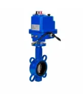 Затвор дисковый поворотный DN.ru WBV3432V-2W-Fb-H Ду50 Ру16, корпус - углеродистая сталь WCB, диск - нержавеющая сталь 316L, уплотнение - VITON, с электроприводом QT-N-003EM-O1-12VDC-У1 blue