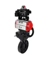 Затвор дисковый поворотный DN.ru WBV4242E-2W-Fb-ISO Дн80 Ру10 межфланцевый, корпус - НПВХ, диск - НПВХ, уплотнение - EPDM, с пневмоприводом PA-DA-052, ручным дублером MON1-250-T26-ISO и БКВ APL-410N EX