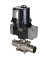 Кран шаровой DN.ru BV3232P(3pc)-FP-W-ISO-H LONG Ду80 Ру25 полнопроходной, под приварку, корпус - нержавеющая сталь SS316, уплотнение - PTFE, с электроприводом четвертьоборотным DN.ru QTSA-N-014EM-O0-220VAC с пружинным возвратом