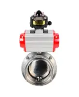 Затвор дисковый поворотный DN.ru WBV3131S-2W-T-H Ду40 Ру10 резьбовой, пищевая нержавеющая сталь 304, уплотнение – Silicon, с пневмоприводом DN.ru PA-SA-065 и БКВ DN.ru APL-510N EX