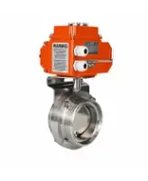 Затвор дисковый поворотный DN.ru WBV3131E-2W-T-H Ду100 Ру10 резьбовой, корпус - пищевая нержавеющая сталь 304, уплотнение - EPDM, с электроприводом QT-N-003EM-O1-220VAC-У1 HARK