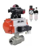 Кран шаровой DN.ru BV3232P(2pc)-FP-T-ISO-H Ду100 Ру40 полнопроходной, внутренняя резьба, нержавеющая сталь 316, уплотнение - PTFE, с пневмоприводом PA-SA-130, пневмораспределителем 4M310-08 AC220V, БКВ APL-210N, БПВ AFC2000