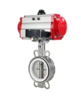 Затвор дисковый поворотный DN.ru WBV3232P-2W-Fb-H Ду200 Ру16, корпус - нержавеющая сталь 316L, диск - нержавеющая сталь 316L, уплотнение - PTFE, с пневмоприводом DN.ru PA-DA-140 и пневмораспределителем 4M310-08 AC220V