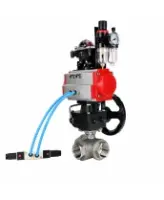 Кран шаровой DN.ru BV3232P(4pc)-SP-3WL-T-ISO-H WDVF Ду65 Ру40 стандартнопроходной, 3-ходовой L-тип, внутренняя резьба, с пневмоприводом PA-DA-105, пневмораспределителем 4V320-08 AC220V, БКВ APL-210N, БПВ AFC2000 и ручным дублером MON2-450-T28-ISO