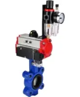 Затвор дисковый поворотный DN.ru WBV1631E-2W-Fb-H Ду125 Ру16 LUG корпус - чугун QT450, диск - нержавеющая сталь 304, уплотнение - EPDM, с пневмоприводом DN.ru PA-SA-140, пневмораспределителем 4M310-08 AC220V и БПВ AFC2000