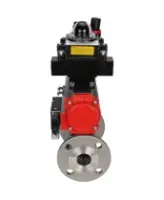 Кран шаровой DN.ru BV3131P(3pc)-FP-F-ISO-H Ду15 Ру40, трехсоставной полнопроходной фланцевый, нержавеющая сталь SS304, уплотнение - PTFE, с пневмоприводом PA-DA-052, с пневмораспределителем 4M310-08 DC24V, с БКВ APL-410N EX, с БПВ AFC2000