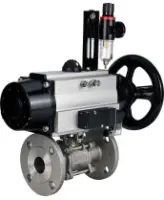 Кран шаровой DN.ru BV3131P(3pc)-FP-F-ISO-H Ду100 Ру16 полнопроходной трехсоставной, фланцевый, нержавеющая сталь 304, уплотнение - PTFE, 22х22, F10, WDVF, с пневмоприводом DN.ru PA-DA-105-1, пневмораспределителем 4M310-08 AC220V и БПВ AFC2000
