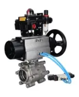 Кран шаровой DN.ru BV3232P(3pc)-FP-SW-ISO-H Ду100 Ру63 полнопроходной, корпус - нержавеющая сталь SS316, под приварку, с пневмоприводом PA-DA-105-1, пневмораспределителем 4V320-08 AC220V, БКВ APL-410N EX, БПВ AFC2000