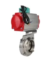 Затвор дисковый поворотный DN.ru WBV3131E-2W-W-H Ду15 Ру10 под приварку, корпус - пищевая нержавеющая сталь 304, уплотнение - EPDM, с пневмоприводом PA-SA-065 и магнитным переключателем ALS200D